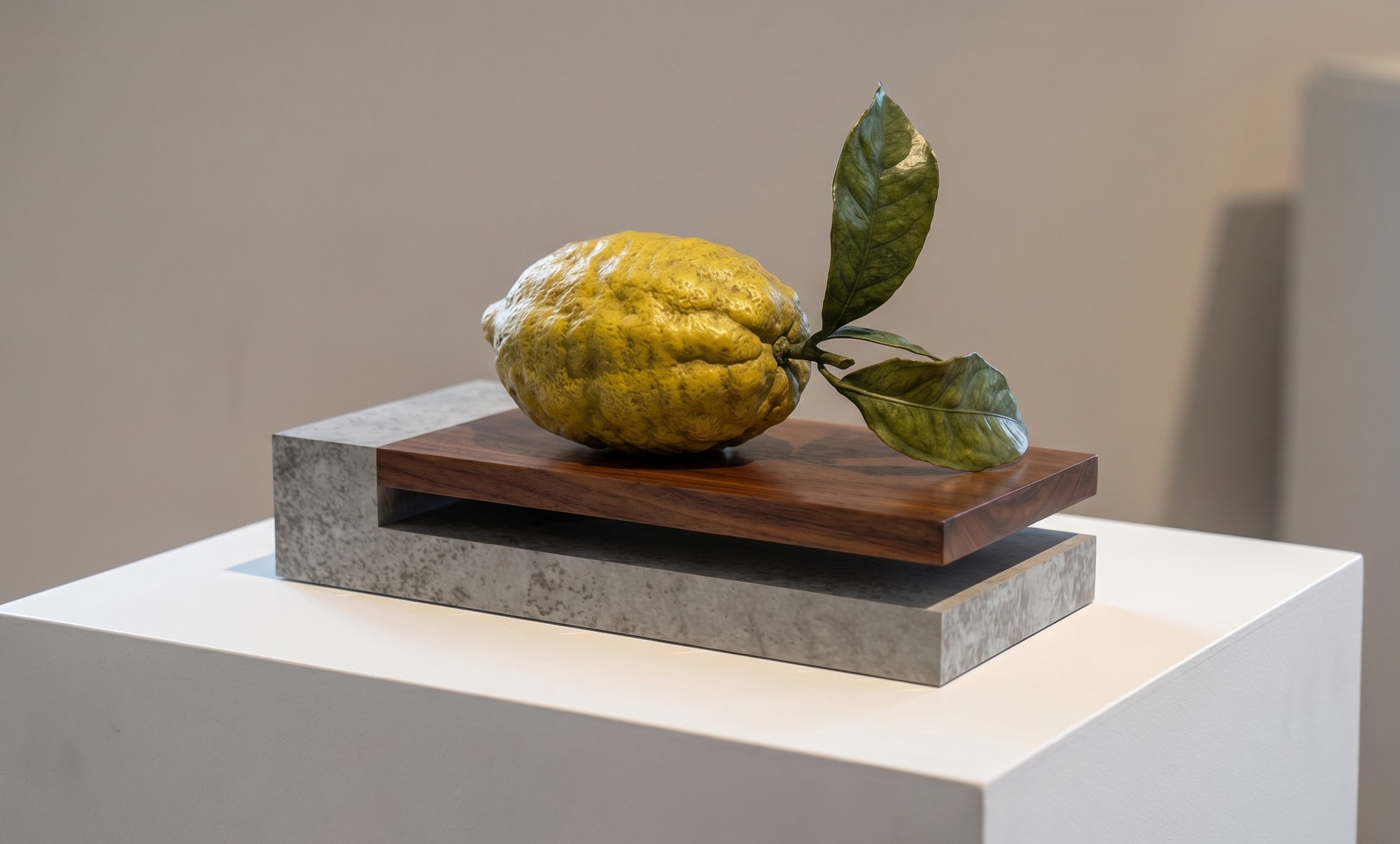 Cast Sfusato Amalfitano on fruitwood and cement plinth
